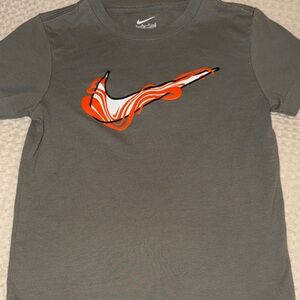 Nike Charcoal Tee with Vibrant Orange Swoosh